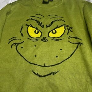 Green Grinch Sweater with Yellow Eyes